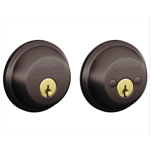 Schlage Residential B62 613 KA4 Grade 1 Double Cylinder Deadbolt Lock, Conventional Cylinder, 5 Pins, Keyed Alike Group of 4, Dual Option Latch, Dark Oxidized Satin Bronze Oil Rubbed Finish Dark Oxidized Satin Bronze Oil Rubbed