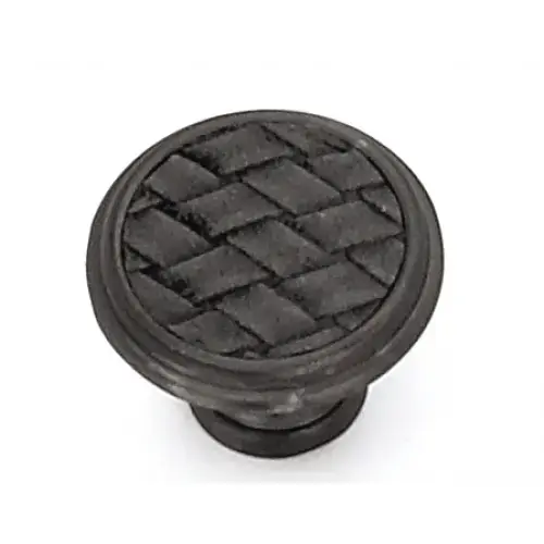 1 1/8" Churchill Round Knob-Oil Rubbed Bronze/Black Leather Insert