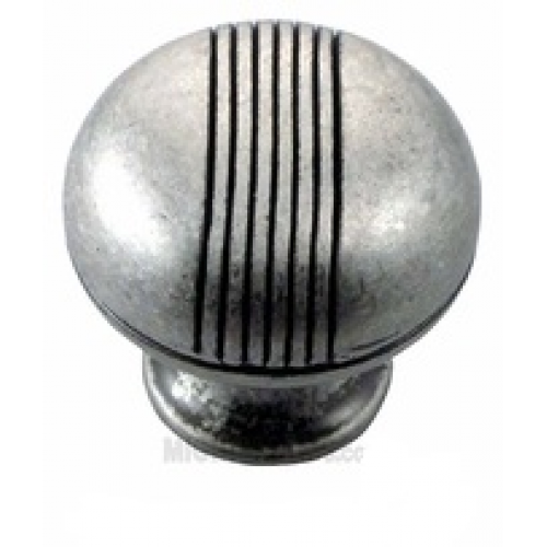 1 1/4" Striped Knob - Distressed Antique Silver