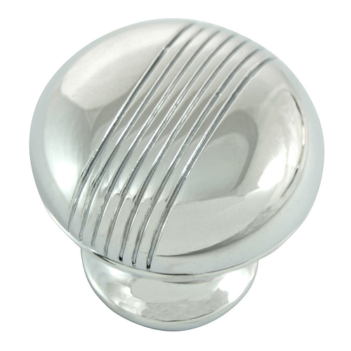 1 1/4" Striped Knob - Polished chrome