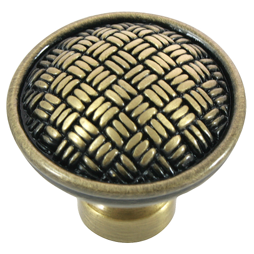 1 1/4" Rattan Knob - Satin Antique Brass