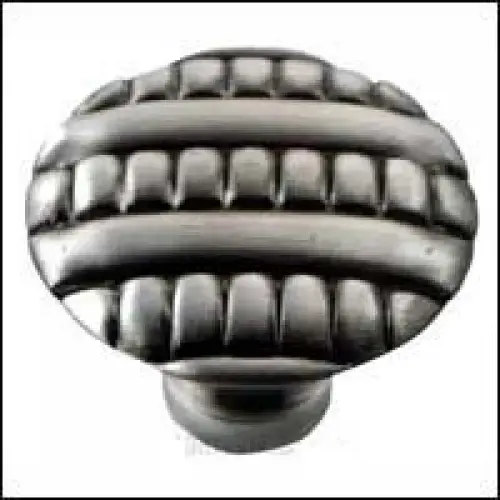 1 3/8" Ribbed Knob Satin Antique Nickel