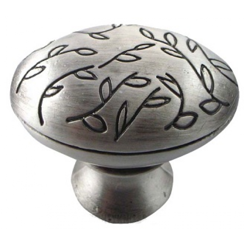 MNG 15211 1 1/2" Vine Egg Knob - Satin Silver Antique