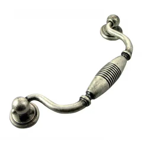 5" Striped Drop Pull - Distressed Silver Antique