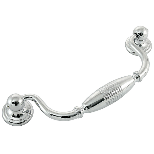 5" Striped Drop Pull - Polished Chrome