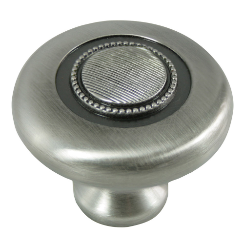 1 1/2" Vanilla Botton Knob - Satin Antique Nickel