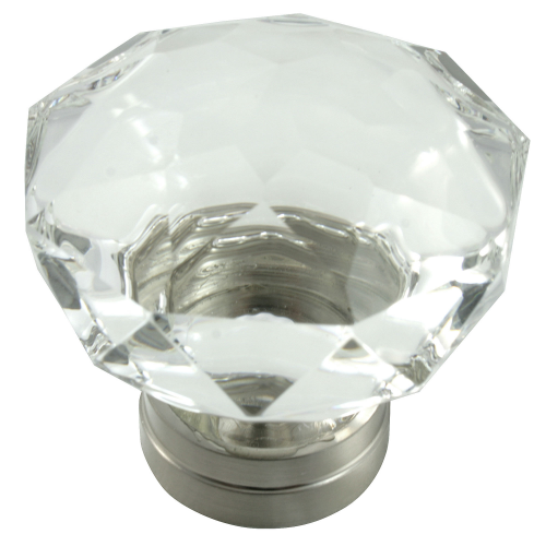 1 3/4" Crystal Knob - Polished Chrome Base