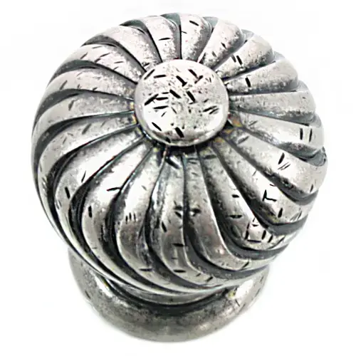 1 1/4" Knob - French Twist - Distressed Pewter