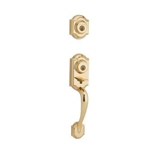 Montara Exterior Double Cylinder Handleset SmartKey with RCAL Latch and RCS Strike Bright Brass Finish