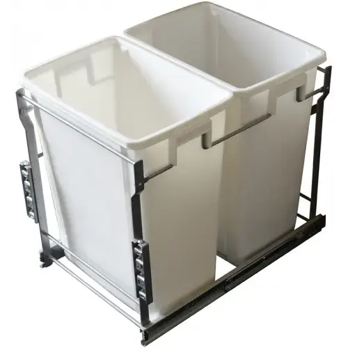 35L Double-Bottom Mount- Pull-Out Waste Bin w Door Mounting Kit