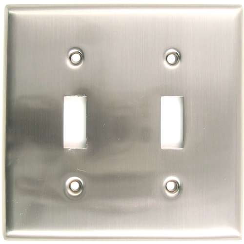 Double Toggle Switch Plate Satin Nickel Finish