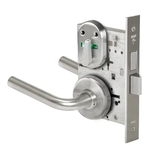 Grade 1 Dormitory Mortise Lock, Visual Thumbturn Indicator, 12 Lever, H Rose, SFIC Housing Less Core, Satin Chrome Finish, Field Reversible Satin Chrome