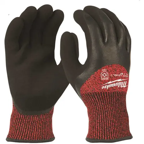 Medium Red Latex Level 3 Cut Resistant Insulated Winter Dipped Work Gloves - pack of 12