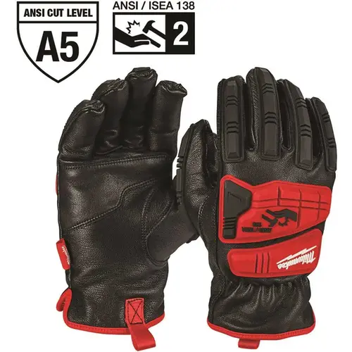 Large Level 5 Cut Resistant Goatskin Leather Impact Gloves Black