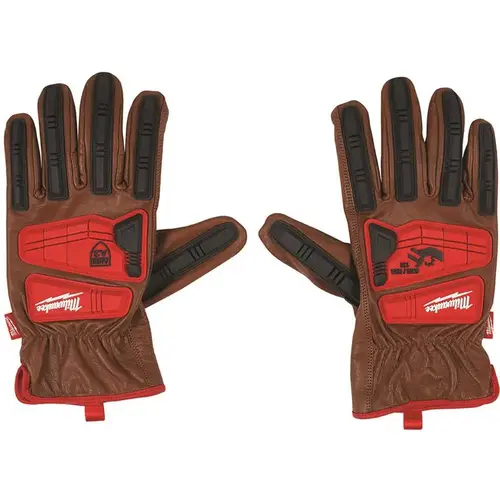 Medium Level 3 Cut Resistant Goatskin Leather Impact Gloves Brown