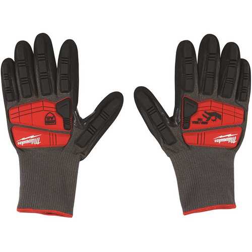 Small Red Nitrile Level 5 Cut Resistant Impact Dipped Work Gloves