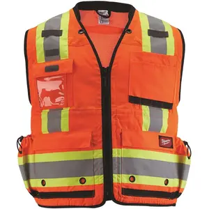 Milwaukee 2X-Large /3X-Large Orange Class 2-High Visibility Safety Vest with 10 Pockets (4-Pack)