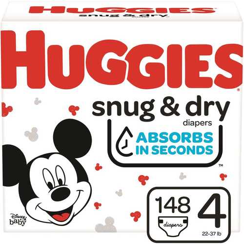 HUGGIES 51518 Snug & Dry Diapers, Size 4,148 Ct - pack of 148
