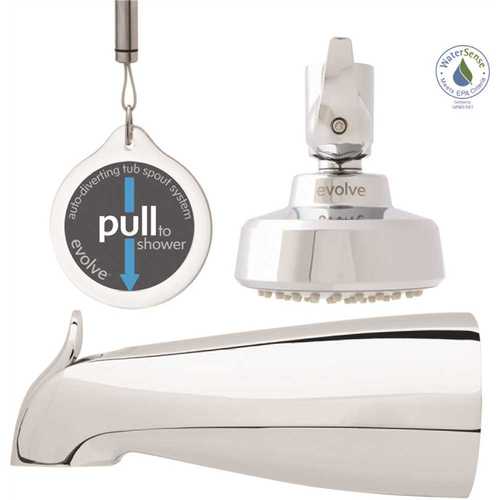 Evolve EV3312-CP150-SB 1-Spray Pattern with 1.5 GPM 3.25 in. Wall Mount Fixed Shower Head with Auto Diverting Tub Spout in Chrome - pack of 9