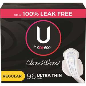 KOTEX 53469 CleanWear Ultra Thin Pads with Wings, Regular Absorbency