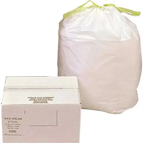 Can Liner Trash Bags, 24 x 27 in., 13 Gallon, .9 Mil, White