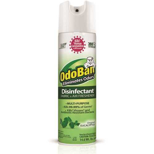 OdoBan 910001-14A 14.6 oz. Eucalyptus Disinfectant Spray, Odor Eliminator, Sanitizer, Fabric and Air Freshener, Multi-Purpose Cleaner