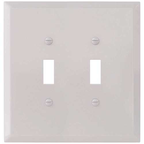 White Smooth 2-Gang Toggle Jumbo Metal Wall Plate