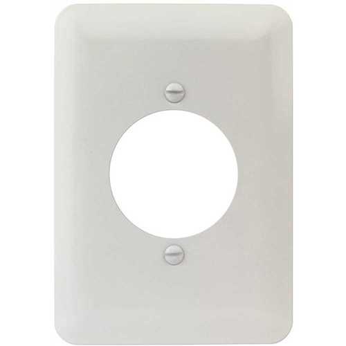 White Smooth 1.406 in. 1-Gang Single Receptacle Maxi Metal Wall Plate