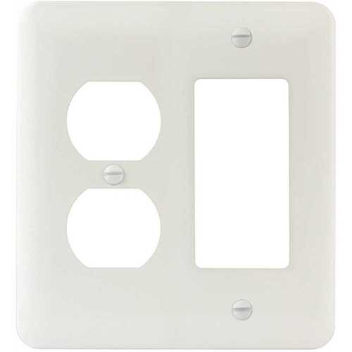 White Smooth 2-Gang Duplex/Rocker Princess Metal Wall Plate - pack of 10