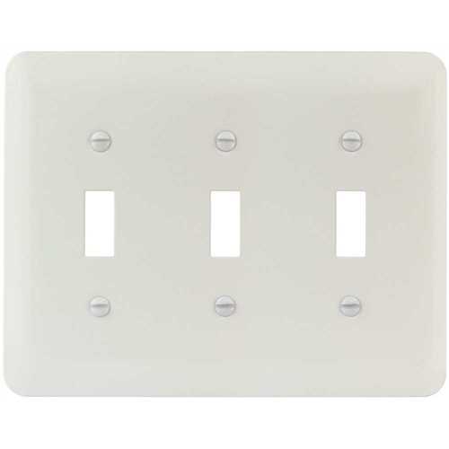 Titan3 Technology TPMSPW-TTT White Smooth 3-Gang Toggle Princess Metal Wall Plate