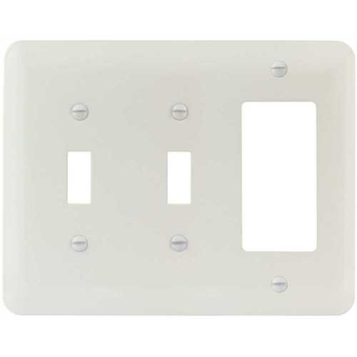 Titan3 Technology TPMSPW-TTR-XCP10 White Smooth 3-Gang Toggle/Toggle/Rocker Princess Metal Wall Plate - pack of 10