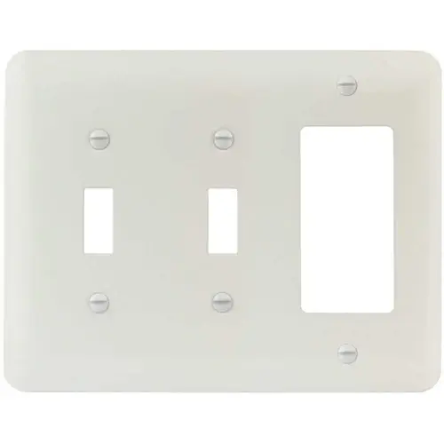 White Smooth 3-Gang Toggle/Toggle/Rocker Princess Metal Wall Plate