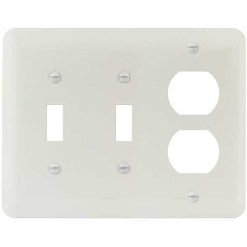 Titan3 Technology TPMSPW-TTD-XCP10 White Smooth 3-Gang Toggle/Toggle/Duplex Princess Metal Wall Plate - pack of 10