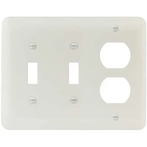 White Smooth 3-Gang Toggle/Toggle/Duplex Princess Metal Wall Plate - pack of 10