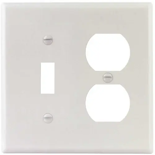 White Smooth 2-Gang Toggle/Duplex Standard Metal Wall Plate - pack of 10