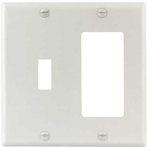 Titan3 Technology TPMSSW-TR White Smooth 2-Gang Toggle/Rocker Standard Metal Wall Plate