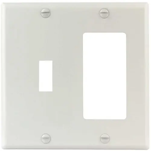 White Smooth 2-Gang Toggle/Rocker Standard Metal Wall Plate - pack of 10