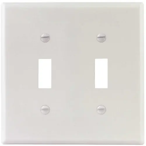 Titan3 Technology TPMSSW-TT White Smooth 2-Gang Toggle Standard Metal Wall Plate