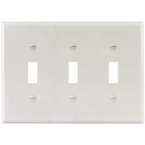 Titan3 Technology TPMSSW-TTT White Smooth 3-Gang Toggle Standard Metal Wall Plate