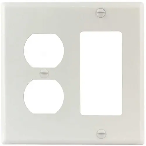 White Smooth 2-Gang Duplex/Rocker Standard Metal Wall Plate