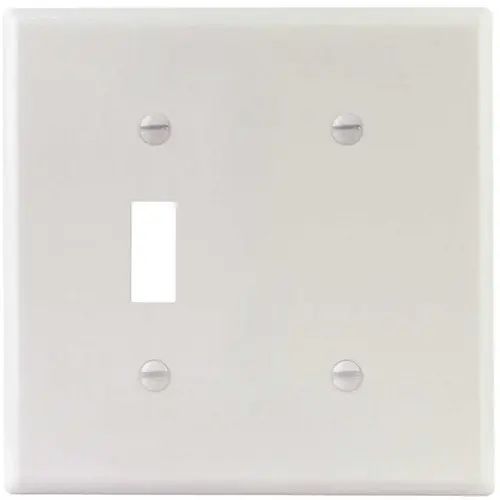 White Smooth 2-Gang Toggle/Blank Standard Metal Wall Plate