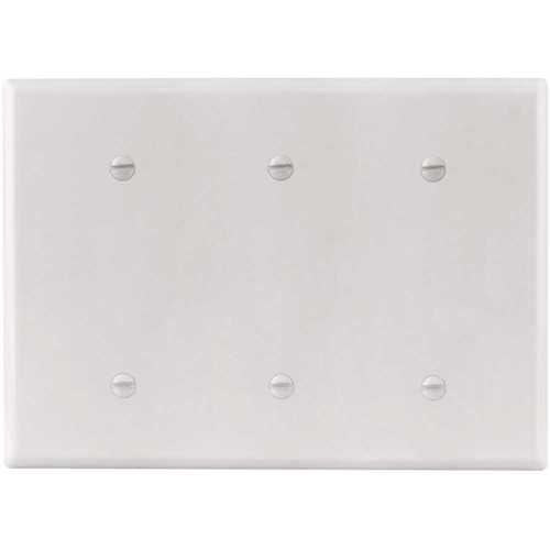 White Smooth 3-Gang Blank Standard Metal Wall Plate