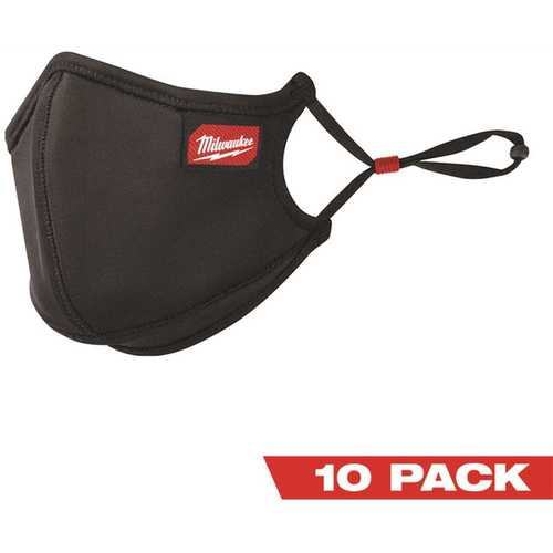 Large/X-Large Black 3-Layer Reusable Performance Face Mask - pack of 10