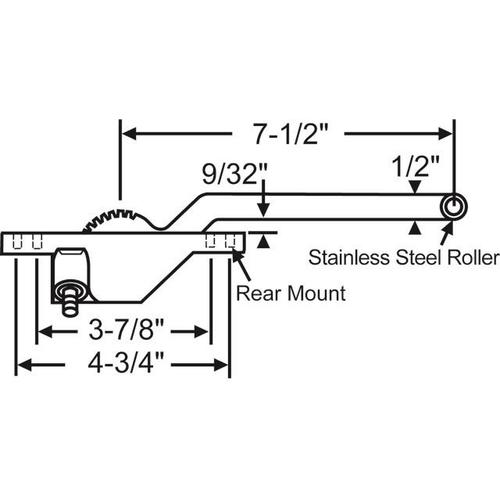 TRUTH LH CSMT OPER 7 1/2 ARM BLACK REAR MOUNT