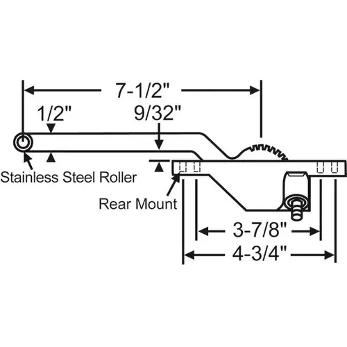 TRUTH RH CSMT OPER 7 1/2"ARM BLACK REAR MOUNT