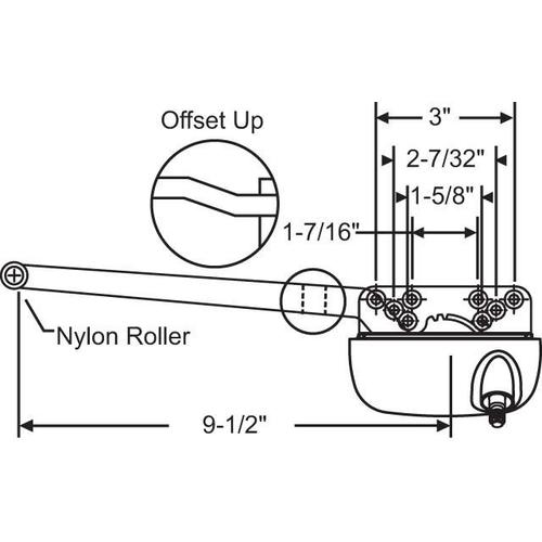 Truth LH Single Arm Operator 9.5 Arm Ellipse Housing White