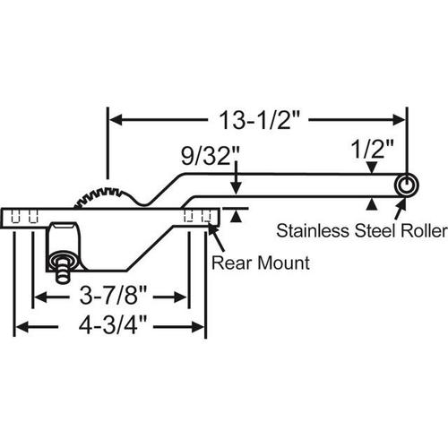 Single Arm Casement Operator BLACK W/SST ROLLER