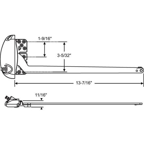 X-Drive CRS LH 13.5in Operator Single Arm N G2 White