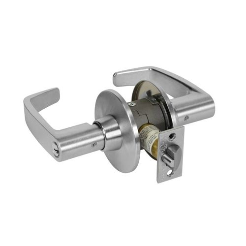 Classroom Bored Lock Grade 1 with L Lever and L Rose and ASA Strike Less Cylinder Satin Chrome Finish