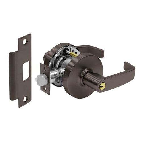 Office Cylindrical Lock Grade 1 with L Lever with Small Format IC Prep and L Rose and ASA Strike Less Core Dark Bronze Finish